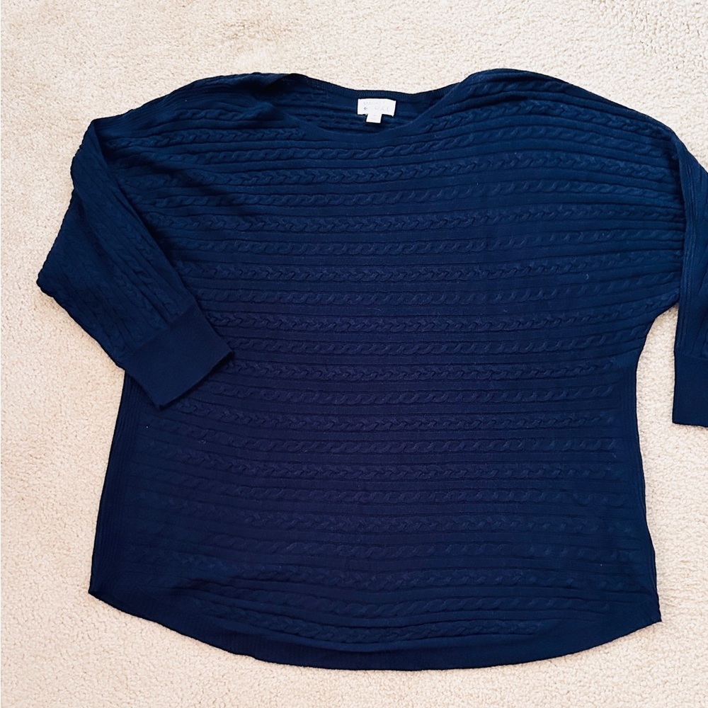 SALE $15 Market & Spruce Navy Cable Knit Sweater - Picture 7 of 7